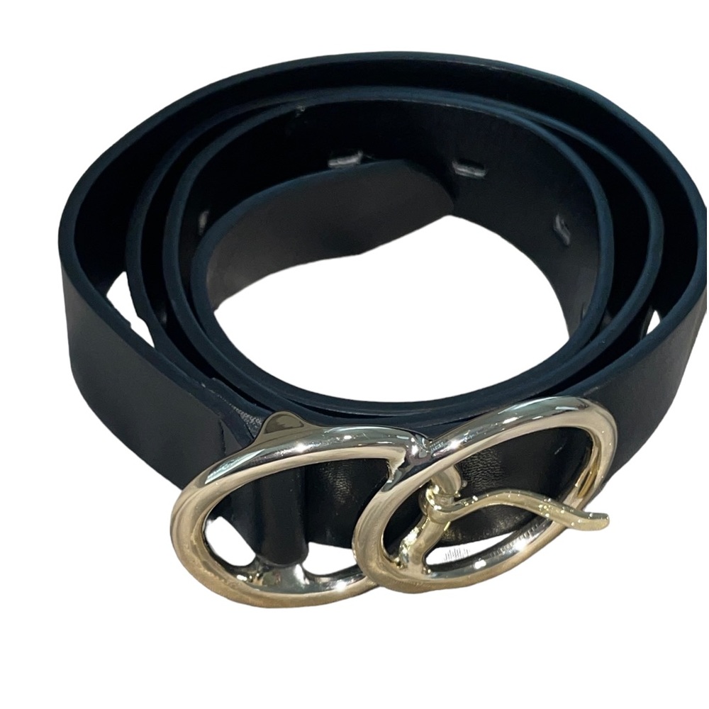 Women’s Black Faux Leather Target Belt Size S 37” and 1” Wide